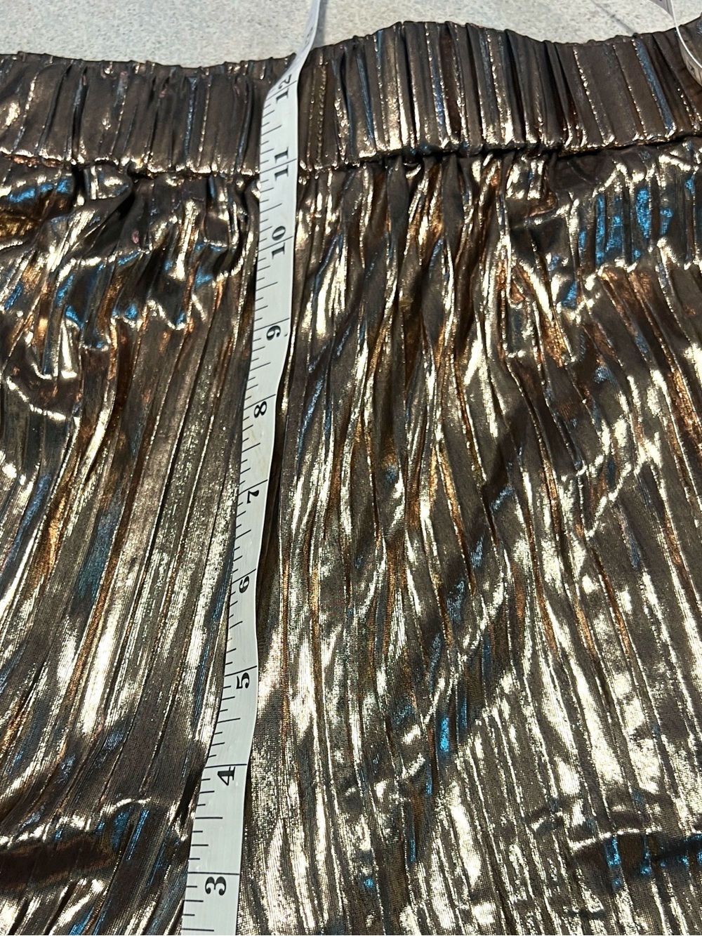 By Together, Metallic Pleated Wide Leg Palazzo Pants True Gold Cocktail,Size S - Picture 7 of 8